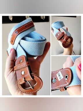 NWOT Robin's egg blue and saddle brown belt